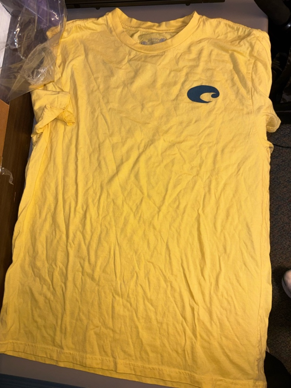 Costa Yellow Tee with Blue Logo